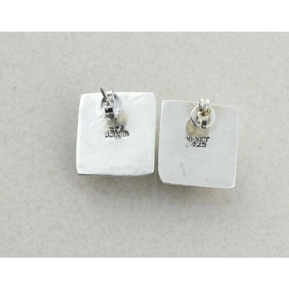 Sterling Silver Turquoise Stud Post Earrings - Picture 7 of 7